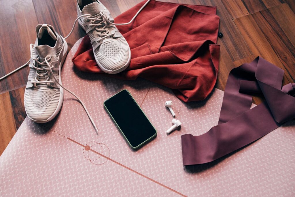 Ready to Workout: Fitness and Technology Still Life, a Close Up